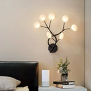 Modern black tree branch wall light bedroom 6 glass globe fixture
