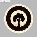 Modern black tree pattern led flush wall sconce bedroom light