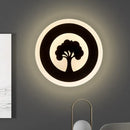 Modern black tree pattern led flush wall sconce bedroom light