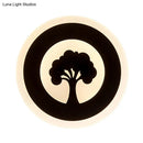 Modern black tree pattern led flush wall sconce bedroom light