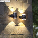 Modern black tubular metal wall washer sconce backyard light