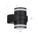 Modern black tubular metal wall washer sconce backyard light