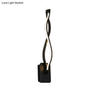 Modern black twisted led stairway sconce warm white light bedroom