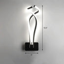 Modern black twisted spiral led wall sconce bedroom light