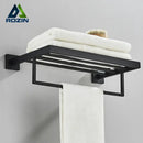 Modern black two tier towel rack bathroom cloth holder