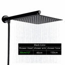 DecorBites™ Black Ultrathin Rainfall Shower Head with Arm Bracket, Hose & Faucet Set
