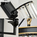 Modern black wall lamp with clear crystal prism for corridor