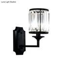 Modern black wall lamp with clear crystal prism for corridor