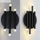 Modern black wall light with round backplate – bedroom 6-light sconce