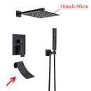 DecorBites™ Black Wall Mounted Shower System with Handshower - 12/16 Inch Rainwater Faucet