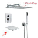 DecorBites™ Black Wall Mounted Shower System with Handshower - 12/16 Inch Rainwater Faucet