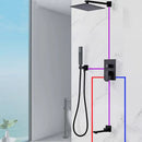 DecorBites™ Black Wall Mounted Shower System with Handshower - 12/16 Inch Rainwater Faucet