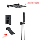 DecorBites™ Black Wall Mounted Shower System with Handshower - 12/16 Inch Rainwater Faucet