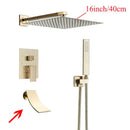 DecorBites™ Black Wall Mounted Shower System with Handshower - 12/16 Inch Rainwater Faucet