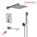 DecorBites™ Black Wall Mounted Shower System with Handshower - 12/16 Inch Rainwater Faucet