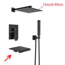 DecorBites™ Black Wall Mounted Shower System with Handshower - 12/16 Inch Rainwater Faucet