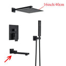 DecorBites™ Black Wall Mounted Shower System with Handshower - 12/16 Inch Rainwater Faucet