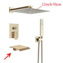 DecorBites™ Black Wall Mounted Shower System with Handshower - 12/16 Inch Rainwater Faucet