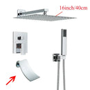 DecorBites™ Black Wall Mounted Shower System with Handshower - 12/16 Inch Rainwater Faucet