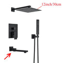 DecorBites™ Black Wall Mounted Shower System with Handshower - 12/16 Inch Rainwater Faucet