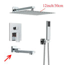 DecorBites™ Black Wall Mounted Shower System with Handshower - 12/16 Inch Rainwater Faucet