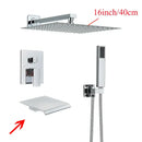 DecorBites™ Black Wall Mounted Shower System with Handshower - 12/16 Inch Rainwater Faucet