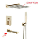 DecorBites™ Black Wall Mounted Shower System with Handshower - 12/16 Inch Rainwater Faucet