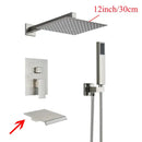 DecorBites™ Black Wall Mounted Shower System with Handshower - 12/16 Inch Rainwater Faucet