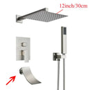 DecorBites™ Black Wall Mounted Shower System with Handshower - 12/16 Inch Rainwater Faucet