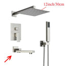 DecorBites™ Black Wall Mounted Shower System with Handshower - 12/16 Inch Rainwater Faucet