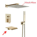 DecorBites™ Black Wall Mounted Shower System with Handshower - 12/16 Inch Rainwater Faucet