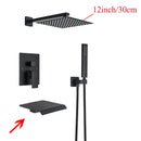 DecorBites™ Black Wall Mounted Shower System with Handshower - 12/16 Inch Rainwater Faucet