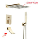 DecorBites™ Black Wall Mounted Shower System with Handshower - 12/16 Inch Rainwater Faucet