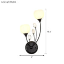 DecorBites™ Black Half-Bulb Wall Sconce Light with Frosted White Glass Bowl- Modern and Elegant Wall Mount Lamp