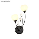 DecorBites™ Black Half-Bulb Wall Sconce Light with Frosted White Glass Bowl- Modern and Elegant Wall Mount Lamp
