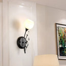 DecorBites™ Black Half-Bulb Wall Sconce Light with Frosted White Glass Bowl- Modern and Elegant Wall Mount Lamp