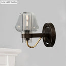 DecorBites™ Modern Black Wall Sconce with Clear Glass Mushroom Shade - 1 Light Bedroom Lighting Fixture
