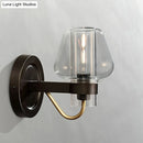 DecorBites™ Modern Black Wall Sconce with Clear Glass Mushroom Shade - 1 Light Bedroom Lighting Fixture