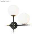 DecorBites™ Modern Black Wall Sconce with Milky Glass Shade - 2 Bulbs, Globe Light Fixture