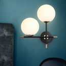 DecorBites™ Modern Black Wall Sconce with Milky Glass Shade - 2 Bulbs, Globe Light Fixture