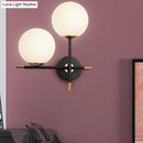 DecorBites™ Modern Black Wall Sconce with Milky Glass Shade - 2 Bulbs, Globe Light Fixture
