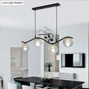 Modern black wavy branch 4-light dining room hanging lamp bird deco