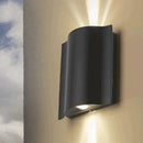 DecorBites™ Modern Black LED Patio Sconce Lamp - 2/4/6-Light Flush Mount Wall Light with Wavy Metal Shade, Warm/White Light