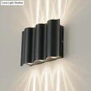 DecorBites™ Modern Black LED Patio Sconce Lamp - 2/4/6-Light Flush Mount Wall Light with Wavy Metal Shade, Warm/White Light
