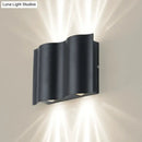 DecorBites™ Modern Black LED Patio Sconce Lamp - 2/4/6-Light Flush Mount Wall Light with Wavy Metal Shade, Warm/White Light