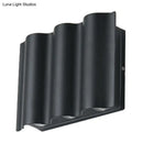 DecorBites™ Modern Black LED Patio Sconce Lamp - 2/4/6-Light Flush Mount Wall Light with Wavy Metal Shade, Warm/White Light