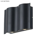 DecorBites™ Modern Black LED Patio Sconce Lamp - 2/4/6-Light Flush Mount Wall Light with Wavy Metal Shade, Warm/White Light