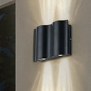 DecorBites™ Modern Black LED Patio Sconce Lamp - 2/4/6-Light Flush Mount Wall Light with Wavy Metal Shade, Warm/White Light