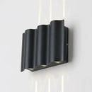 DecorBites™ Modern Black LED Patio Sconce Lamp - 2/4/6-Light Flush Mount Wall Light with Wavy Metal Shade, Warm/White Light