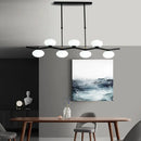 DecorBites™ Modern Black Wavy Pendant Light - 7-Light White Glass Ceiling Island Lamp with Extendable Rods